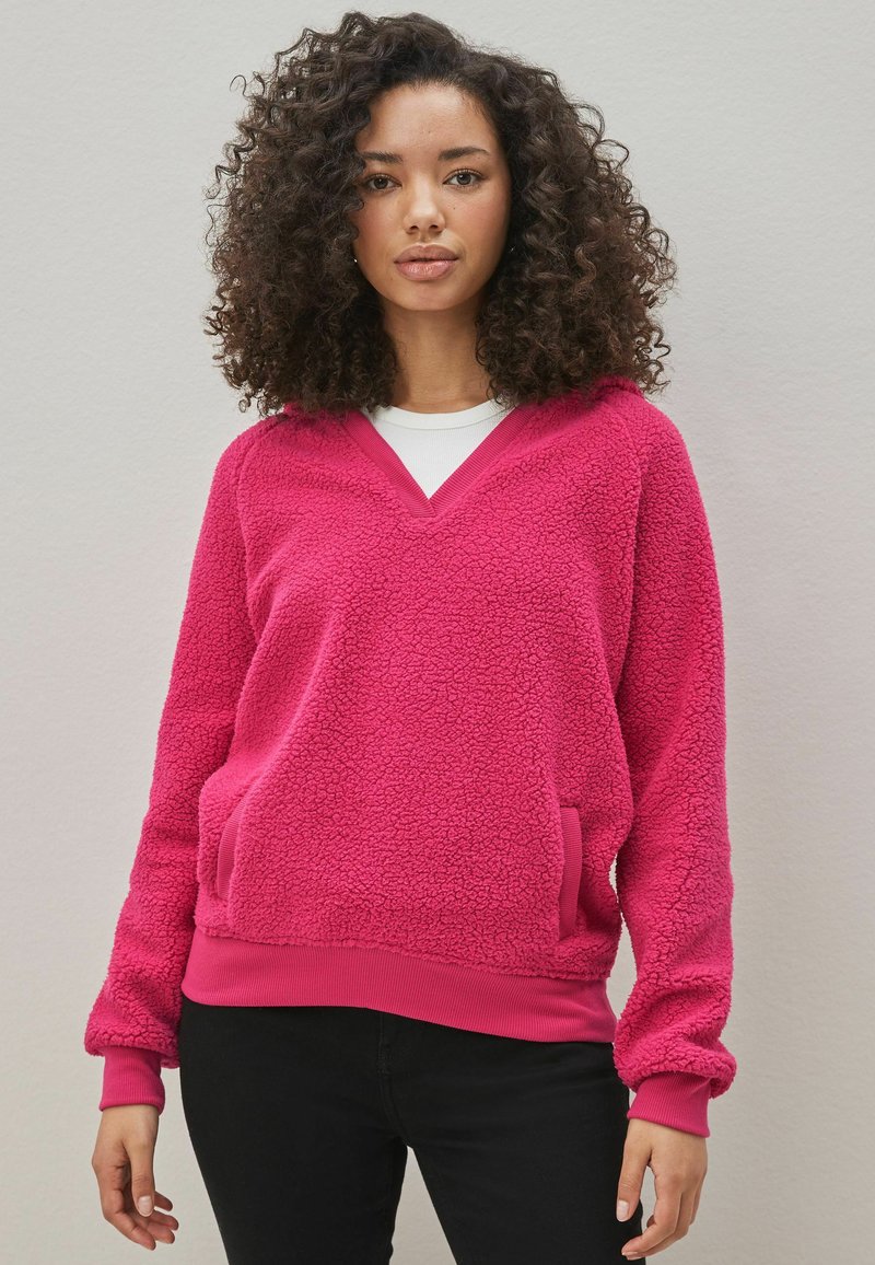 Next LONGLINE FLEECE VNECK HOODIE Fleece trui pink/donkerroze