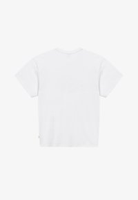 T-shirt blanc uni à manches courtes avec col rond, vu de dos sur fond blanc.