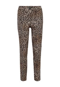 Leggings de estampado de leopardo en un material suave y elástico. Cuentan con una cintura elástica y un diseño ajustado, con patrones de color marrón claro y negro.