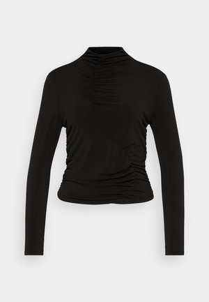 ONLY Petite ONLBEA HIGH NECK RUCHING TOP - Μπλούζα με μακριά μανίκια - black