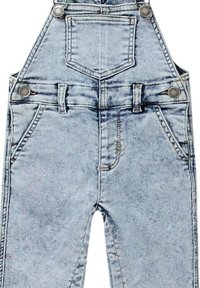 Ljust tvättade denimöveraller med justerbara remmar, två framfickor och en bakficka, med en klassisk overalldesign och metallbeslag.