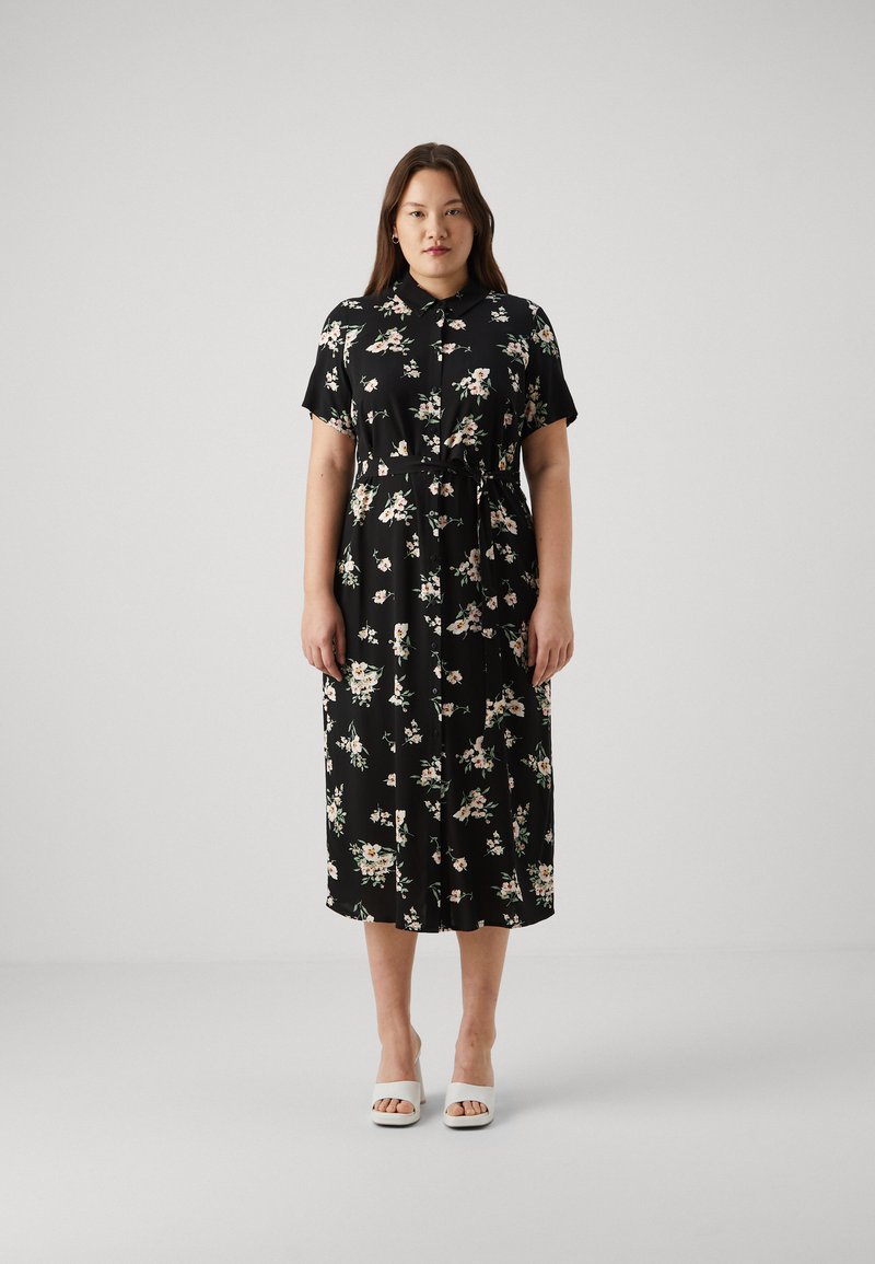 Vero Moda Curve VMCEASY LONG SHIRT DRESS - Abito a camicia - black