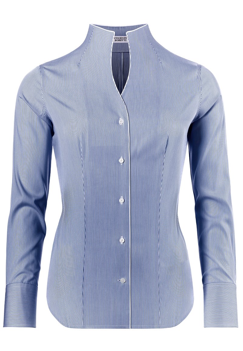 Vincenzo Boretti KELCHKRAGEN - Camicia - dunkelblau weiß
