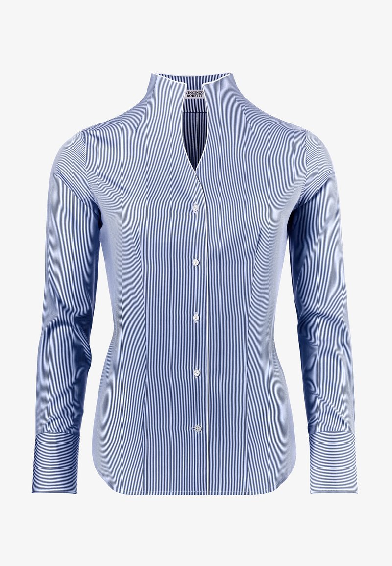 Vincenzo Boretti KELCHKRAGEN - Camicia - dunkelblau weiß