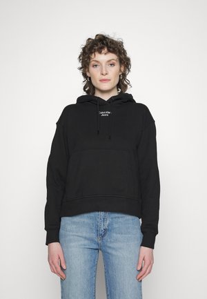 Calvin Klein Jeans STACKED LOGO HOODIE - Sweat à capuche - black