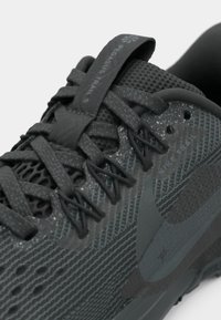 Chaussures Nike Pegasus Trail 5 en gris foncé, dotées d'un upper en mesh texturé, de lacets robustes et d'un logo bien visible sur le côté.