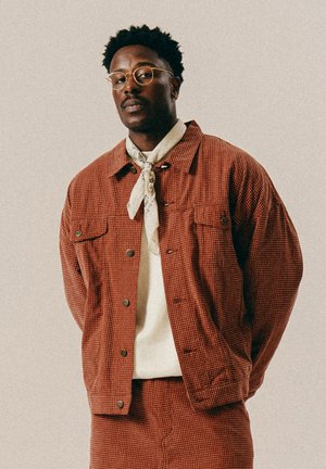 CHECKED CHENILLE JACKET - Teksajakk - madder brown