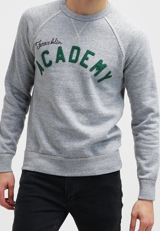 Felpa grigia con maniche raglan, caratterizzata da testo verde "Franklin ACADEMY". Realizzata in tessuto morbido e con orlo a costine. Vestibilità regolare.
