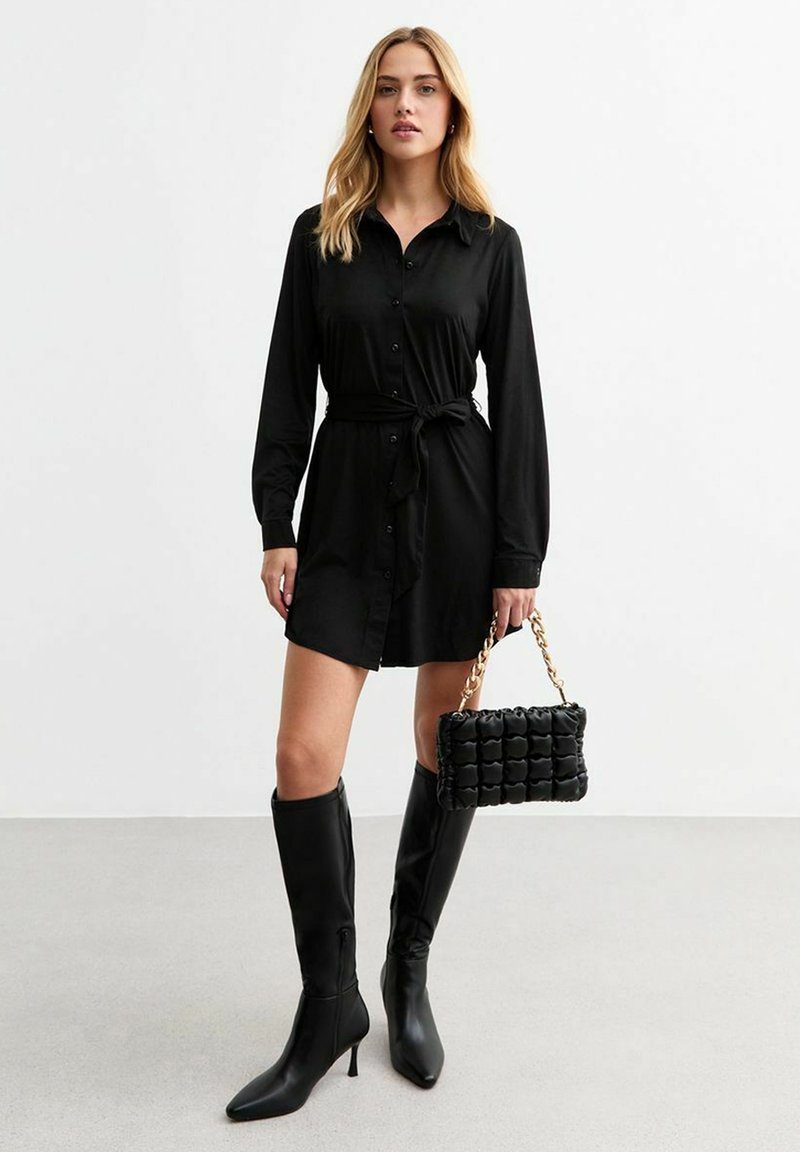 black suede shirt dress Zara Black Faux Suede Round Neck Short Sleeve Casual Mini T-Shirt Dress Size M