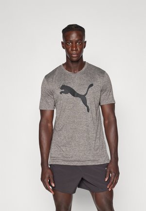 Puma TRAIN CAT TEE - Sportovní tričko - medium gray heather/black