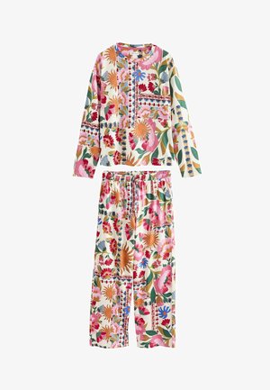 Next, TALL FIT - LONG SLEEVE PYJAMAS SET - Nachtwäsche Set - pink cream folk floral print