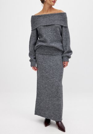 FOLDED WAIST - Maksi sijonas - dark grey