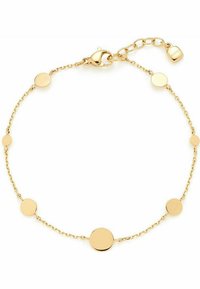 Gouden armband met een delicate ketting en afwisselend gladde ronde accenten. Inclusief een musketonhaak en een verlengkettinkje voor verstelbaarheid.