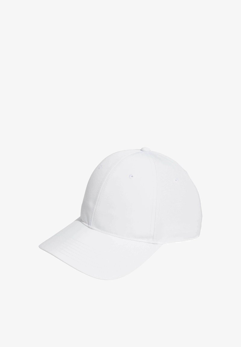 Witte honkbalpet van katoenmix, met een gebogen klep, gestikte details en ventilatiegaatjes op de kroon.