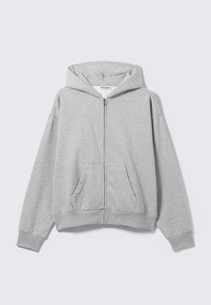 Weekday Športna jopa s kapuco na zadrgo - grey melange