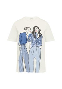s.Oliver MIT FRONT - Print T-shirt - creme