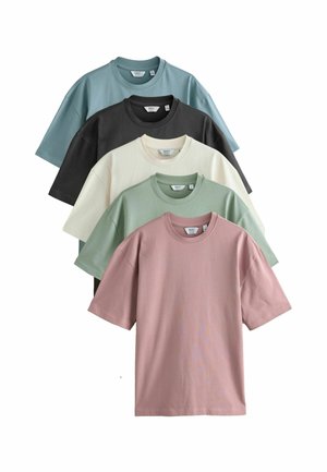 Next, REGULAR FIT 5 PACK - T-Shirt basic - pastels green blue ecru slate pink