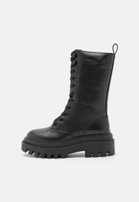 Calvin Klein Jeans FLATFORM LACE UP BOOT - Snørestøvler - triple black