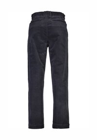 Mørkeblå kordfløjspants med et rette ben-design. Har en talje og baglommer med en blød tekstureret finish.