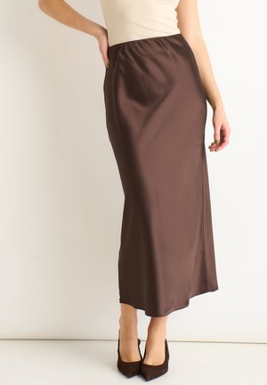 BIAS CUT MIDI - A-line skirt - chocolate
