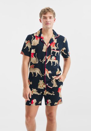 CHRISTMAS LEOPARD SET - Nattøj sæt - dark blue