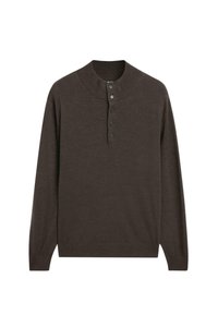 MOCK NECK SWEATER WITH BUTTONS  - Trui - dark brown