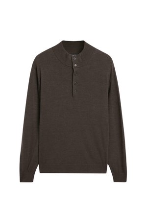 MOCK NECK SWEATER WITH BUTTONS  - Maglione - dark brown