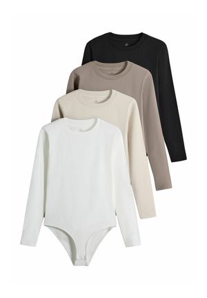 THE SET, 4 PACK CREW NECK LONG SLEEVE BODYSUITS - Langarmshirt - black neutral taupe ecru