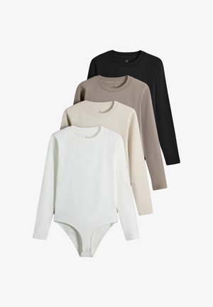 THE SET, 4 PACK CREW NECK LONG SLEEVE BODYSUITS - Langarmshirt - black neutral taupe ecru