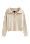 COLLARED HALF ZIP - Trui - cream
