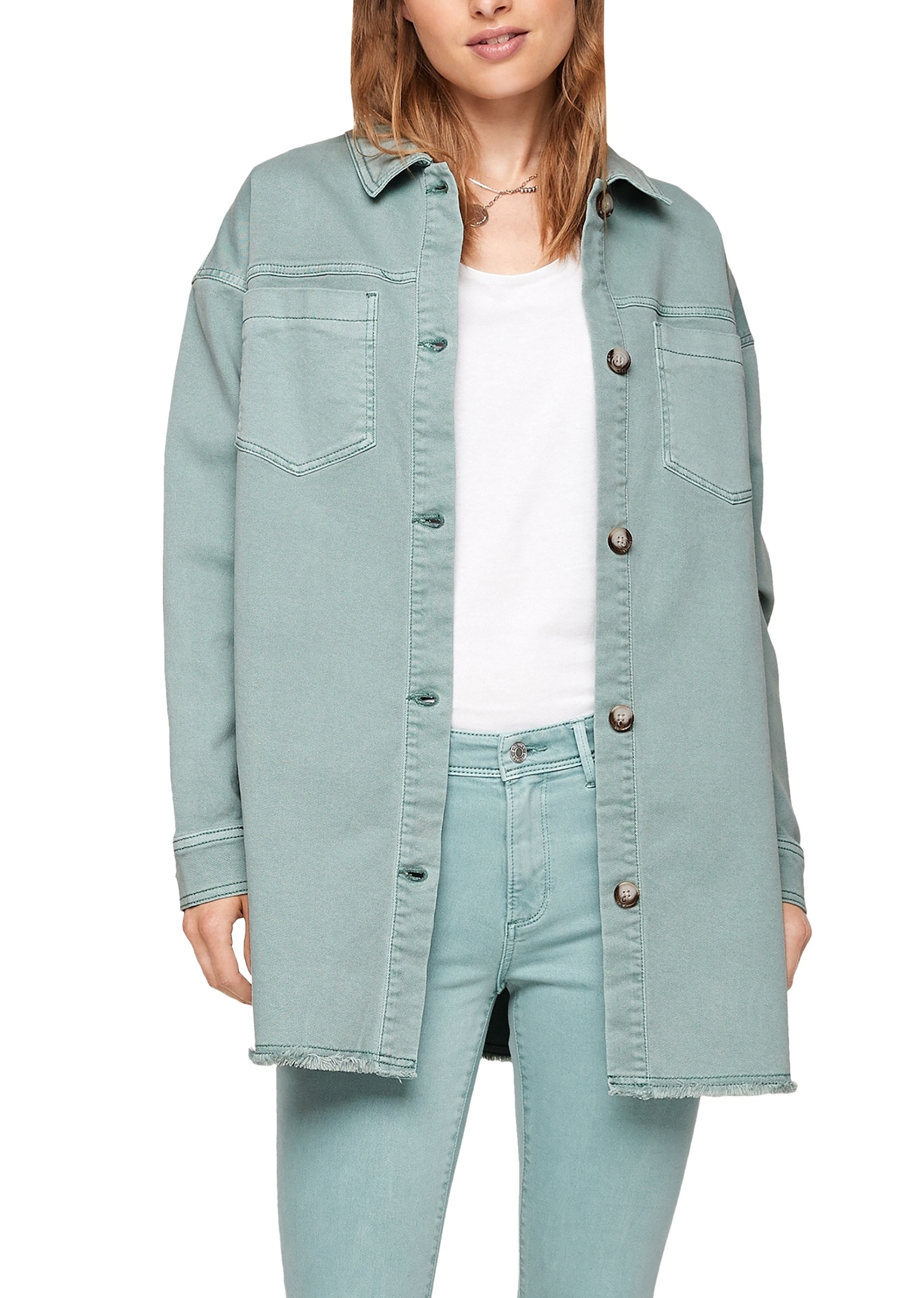 aritzia long denim jacket