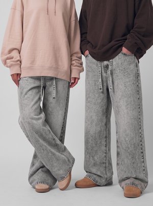 YOURTURN by Zalando UNISEX EXTREME - Широки дънки - light grey denim