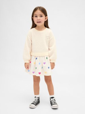 GAP BABY & TODDLER MIXED MEDIA HEART SWEATSHIRT DRESS - Dnevna haljina - ivory frost