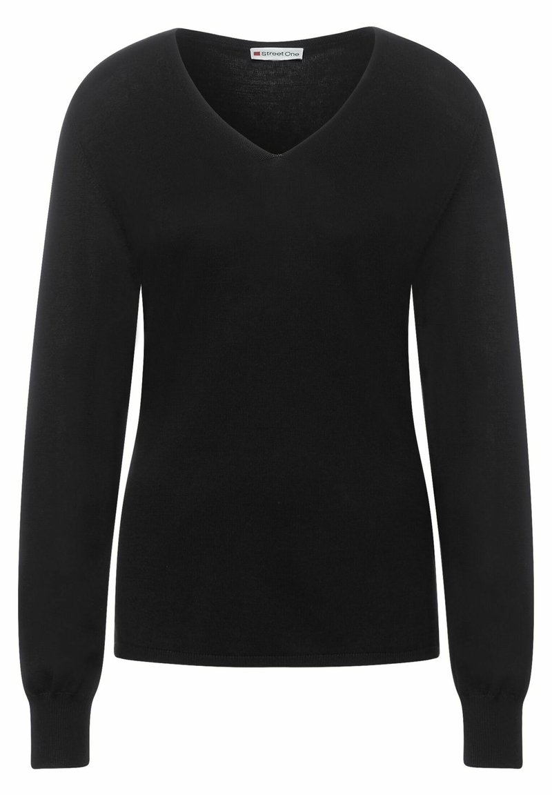 Damen Strickjacken | Street One V-AUSSCHNITT Strickpullover schwarz - TD77040 Damen Strickjacken | Street One V-AUSSCHNITT Strickpullover schwarz - TD77040