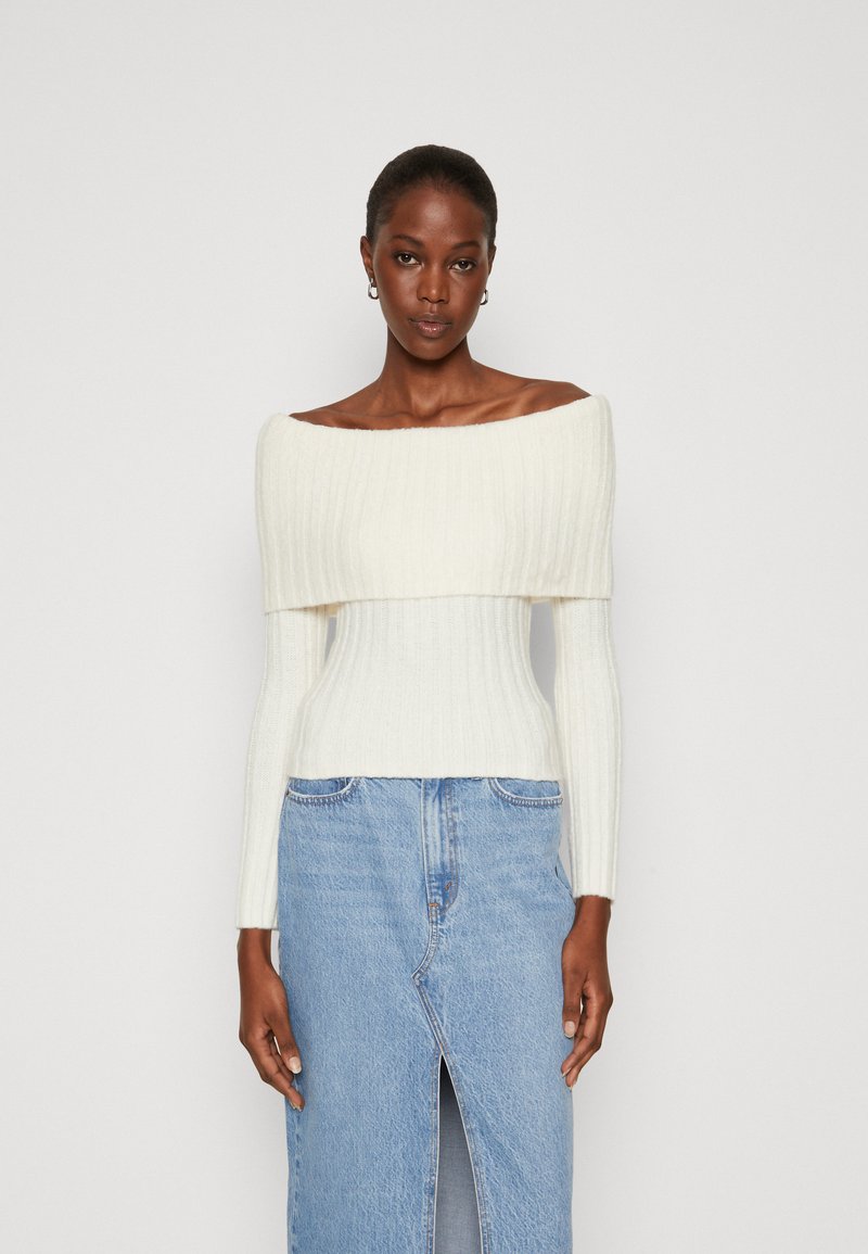 Abercrombie & Fitch FUZZY OFF THE SHOULDER SWEATER Jumper JET