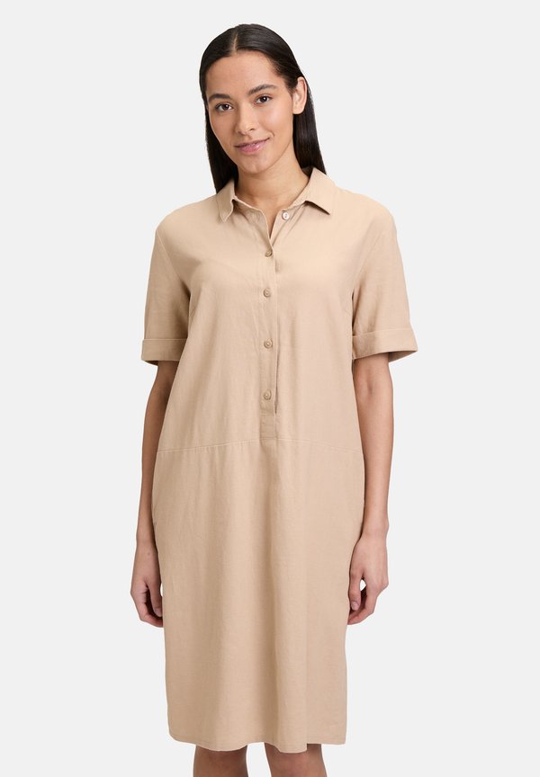 MIT KNOPFLEISTE - Blusenkleid - beige