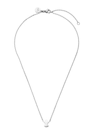 Silver chain necklace with a small angel-shaped pendant and adjustable clasp on a white background.
