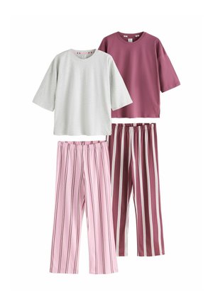 Next REGULAR FIT - SHORT SLEEVE 2 PACK  SET - Nattøj sæt - burgundy pink stripe