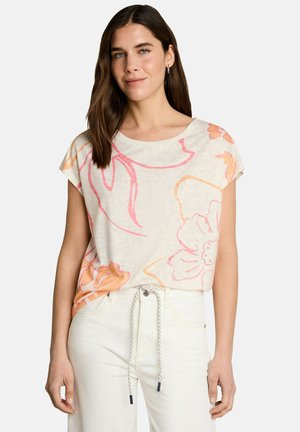 TOM TAILOR, T-SHIRT MIT BLUMENMUSTER - T-shirt imprimé - whisper white