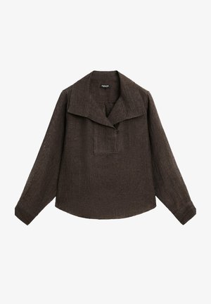 Massimo Dutti GARMENT WITH CHEST DETAIL - Blůza - dark brown