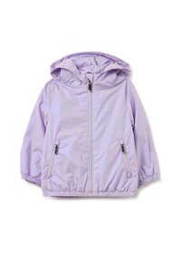 Lichtpaarse, lichte hooded jacket met een rits aan de voorkant, twee zijzakken, elastische manchetten en een gerimpelde zoom voor een strakke pasvorm.