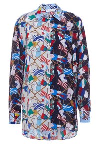 Multicolored overhemd met lange mouwen, versierd met een mix van vlagpatronen, gemaakt van lichtgewicht stof met een button-down voorkant en klassieke kraag.