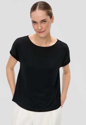 s.Oliver BLACK LABEL MIT ÜBERSCHNITTENER SCHULTER - T-Shirt basic - schwarz