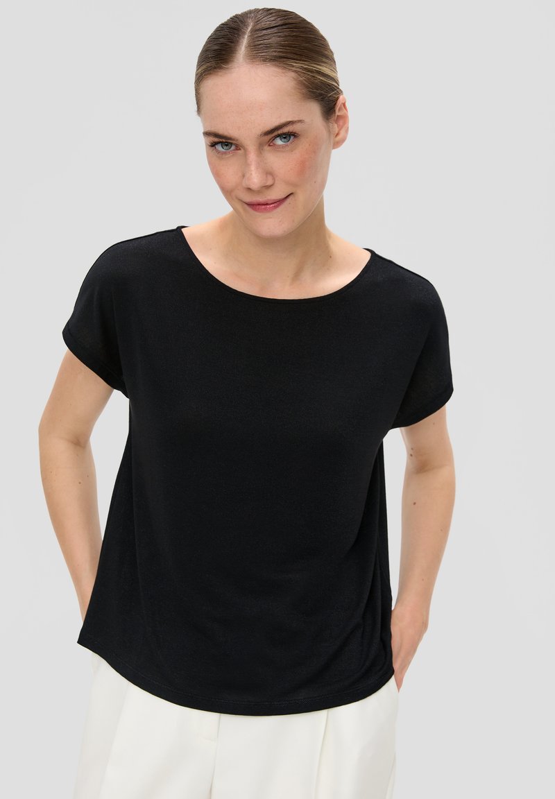 s.Oliver BLACK LABEL MIT ÜBERSCHNITTENER SCHULTER - T-shirt basic - schwarz