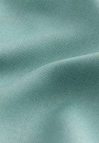 Lygiai šviesiai žalsvai mėlynas audinys su smulkiu austiniu raštu, pateiktas su švelniais klostėmis ir minkštu apšvietimu.