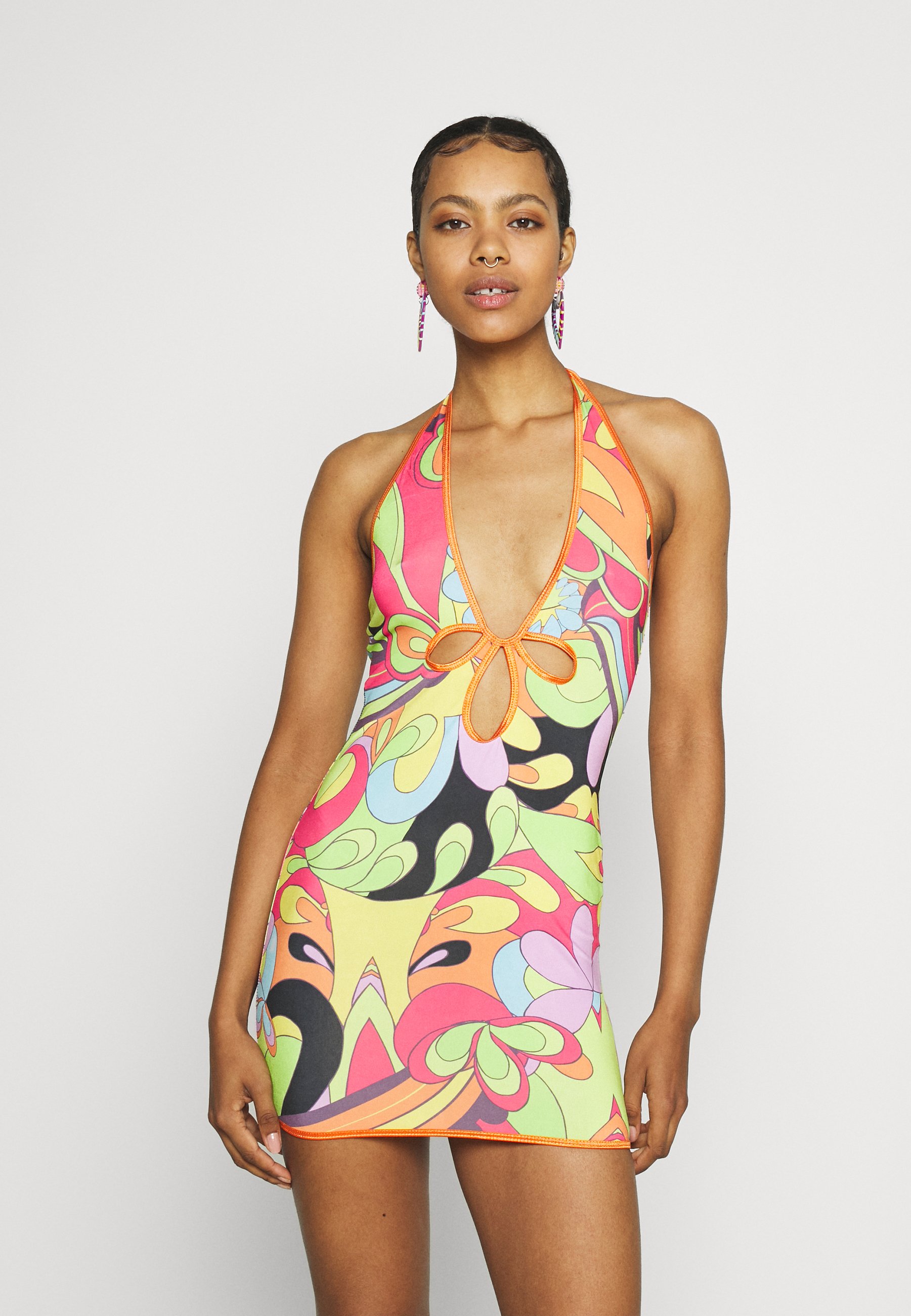 Jaded London PLUNGE HALTER MINI DRESS 