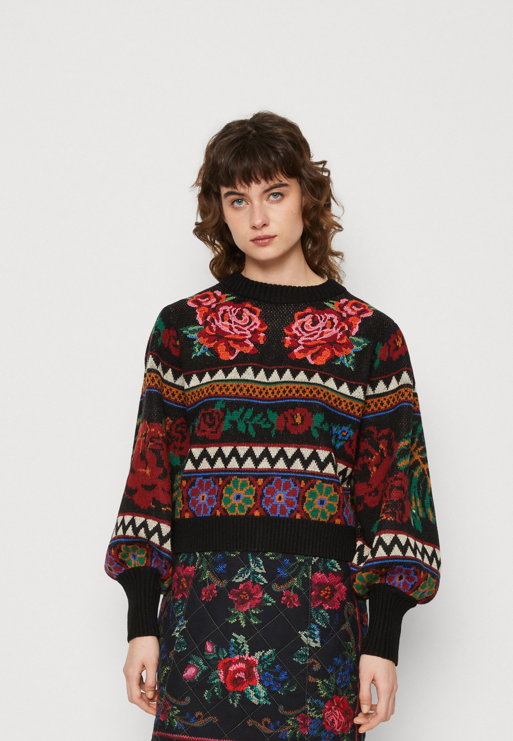 Farm Rio FLOWER TAPESTRY SWEATER - Jumper - teal/multi-coloured -  Zalando.co.uk