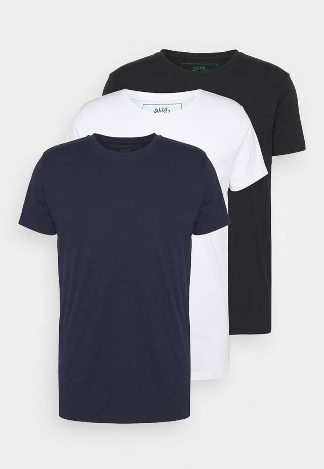 ELON 3PACK - T-paita - navy/white/black