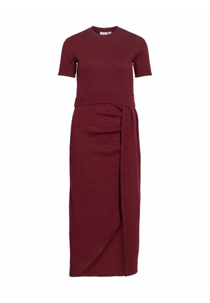 VILA, MIDI DRESS VIRAFFI SHORT SLEEVED - Robe fourreau - winetasting