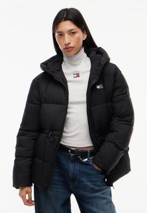 Tommy Jeans, HOODED MIDI PUFFER - Vinterfrakke - black